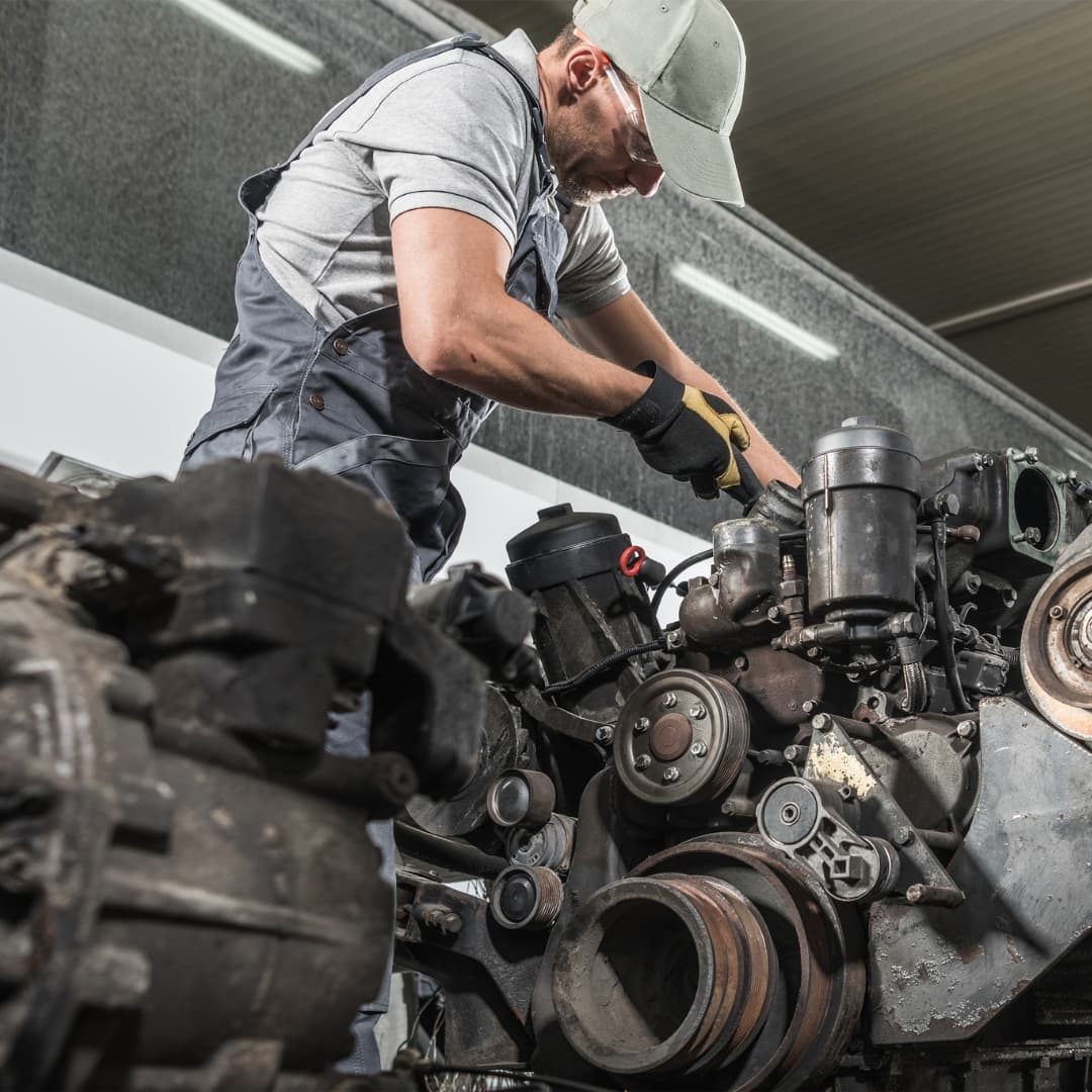 Transmission service on a commercial truck
